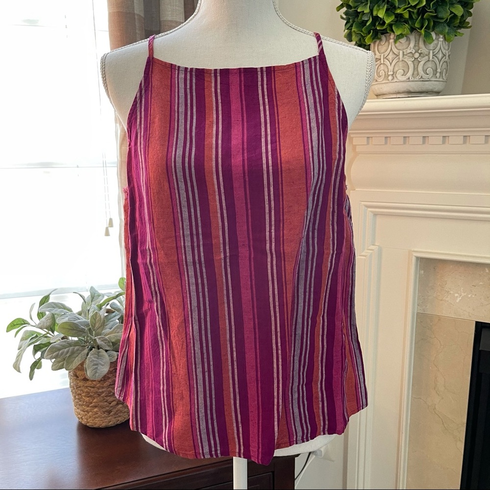 a new day Top Linen Blend Colorful Thin Strap NWT
